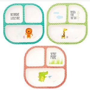 3 New divided Plates Lion, Alligator & Giraffe